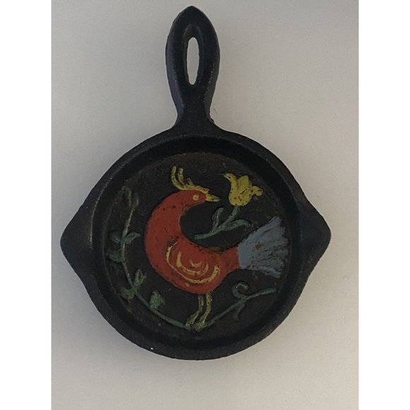 Vintage Mid Century Miniature Cast Iron Skillet Bird LHC‎ Japan Raised Relief - Picture 13 of 16